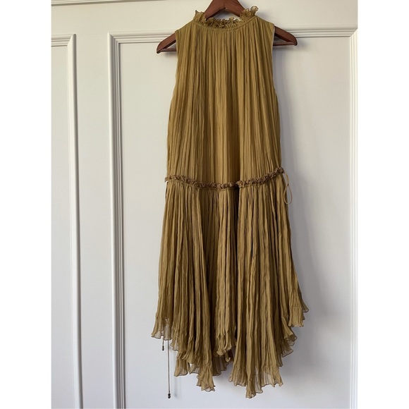 🔥NEW ON POSH🔥Chloe Khaki Silk Pleated Dress - Picture 4 of 5